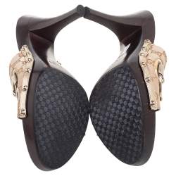 مملوكة مسبقًا صندل غوتشي أيقون بت كلوغ كانفاس جي جي بيج وبني مقاس 41