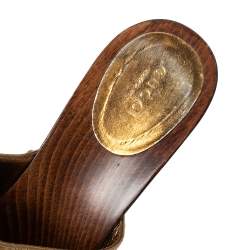 مملوكة مسبقًا صندل سلايد غوتشي أيكون بيت جلد برونزي مقاس 41