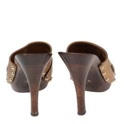 مملوكة مسبقًا صندل سلايد غوتشي أيكون بيت جلد برونزي مقاس 41