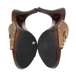 مملوكة مسبقًا صندل سلايد غوتشي أيكون بيت جلد برونزي مقاس 41