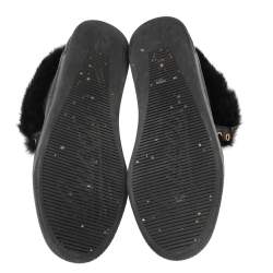 مملوكة مسبقًا حذاء رياضي غوتشي كادا جلد غوتشيسيما أسود حواف فرو عنق مرت فع مقاس 38.5