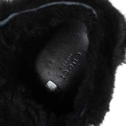 مملوكة مسبقًا حذاء رياضي غوتشي كادا جلد غوتشيسيما أسود حواف فرو عنق مرتفع مقاس 38.5