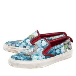 Gucci Multicolor GG Supreme Blooms Printed Canvas Slip On Sneakers Size 36