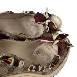 Pre Owned صندل غوتشي كعب روكي دورسيه مقدمة مفتوحة بامبو كانفاس جي جي بيج مقاس 37