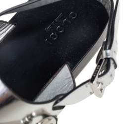 Pre Owned صندل غوتشي فلات هورسبيت جلد فضي مقاس 38