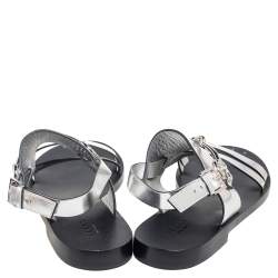 Pre Owned صندل غوتشي فلات هورسبيت جلد فضي مقاس 38