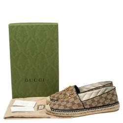 مملوكة مسبقًا Gucci Beige/Brown GG Canvas Matelassé Espadrille Flats Size 41