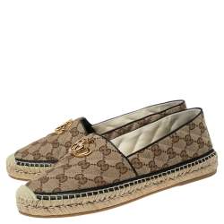 مملوكة مسبقًا Gucci Beige/Brown GG Canvas Matelassé Espadrille Flats Size 41