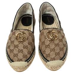 مملوكة مسبقًا Gucci Beige/Brown GG Canvas Matelassé Espadrille Flats Size 41