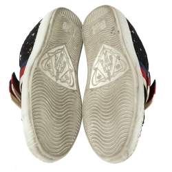 مملوكة مسبقًا Gucci Black Lace Ace Web Crystal Embellished Sneakers Size 37