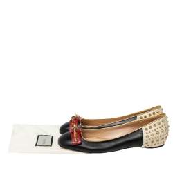 Pre Owned Gucci Multicolor Leather Spiked Ballet Flats Size 37