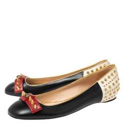 Pre Owned Gucci Multicolor Leather Spiked Ballet Flats Size 37