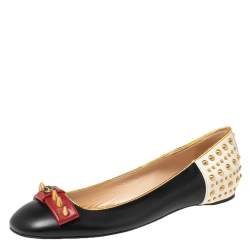 Pre Owned Gucci Multicolor Leather Spiked Ballet Flats Size 37