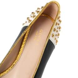 Pre Owned Gucci Multicolor Leather Spiked Ballet Flats Size 37
