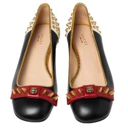 Pre Owned Gucci Multicolor Leather Spiked Ballet Flats Size 37