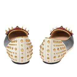 Pre Owned Gucci Multicolor Leather Spiked Ballet Flats Size 37
