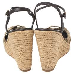 Pre Owned صندل كعب رو كي غوتشي كعب روكي إسبادريل بنلوب جلد وكانفاس جي جي بيج مقاس 37.5