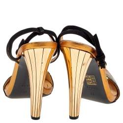 Gucci Multicolor Python Leather And Suede Ankle Strap Sandals Size 39