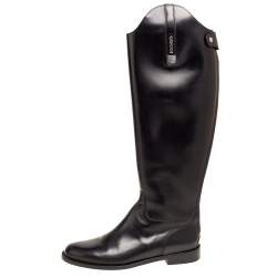 Pre Owned Gucci Black Leather Knee High Boots Size 40