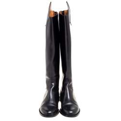 Pre Owned Gucci Black Leather Knee High Boots Size 40