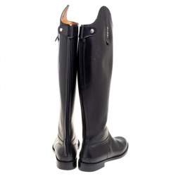 Pre Owned Gucci Black Leather Knee High Boots Size 40