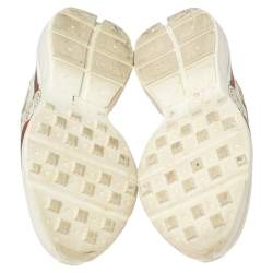 Pre Owned Gucci Beige Leather Rhyton Gucci Logo Low Top Sneakers Size 37