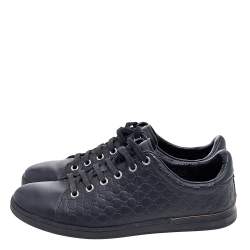 Gucci Black Microguccissima Leather Low Top Sneakers Size 36.5