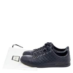 Gucci Black Microguccissima Leather Low Top Sneakers Size 36.5