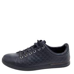 Gucci Black Microguccissima Leather Low Top Sneakers Size 36.5