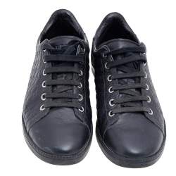 Gucci Black Microguccissima Leather Low Top Sneakers Size 36.5