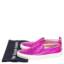 Pre Owned حذاء رياضي غوتشي جلد فويل وردي سليب أون مقاس 36.5