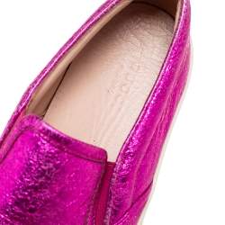 Pre Owned حذاء رياضي غوتشي جلد فويل وردي سليب أون مقاس 36.5