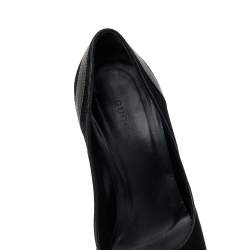 Pre Owned Gucci Black Suede and Leather Bow Cap Toe Pumps Size 36C