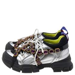 Pre Owned حذاء رياضي غوتشي كريستال فلاش تريك قابل للفصل شبكة وجلد متعدد الألوان مقاس 39