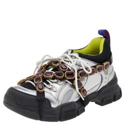 Pre Owned حذاء رياضي غوتشي كريستال فلاش تريك قابل للفصل شبكة وجلد متعدد الألوان مقاس 39