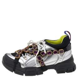 Pre Owned حذاء رياضي غوتشي كريستال فلاش تريك قابل للفصل شبكة وجلد متعدد الألوان مقاس 39