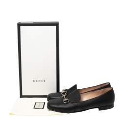 Pre Owned Gucci Black Leather Horsebit Loafers Size 39 