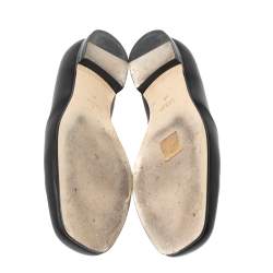 Pre Owned Gucci Black Leather Horsebit Loafers Size 39 