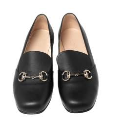 Pre Owned Gucci Black Leather Horsebit Loafers Size 39 