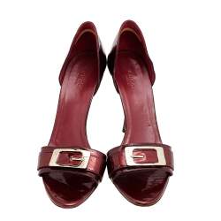 Pre Owned Gucci Red Patent Leather Buckle Embellished D'orsay Pumps Size 40