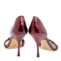 Pre Owned Gucci Red Patent Leather Buckle Embellished D'orsay Pumps Size 40