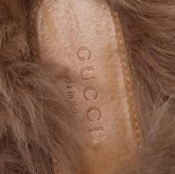 مملوكة مسبقًا حذاء سلايد غوتشي برينستون فرو وجلد أسود مقاس 37.5