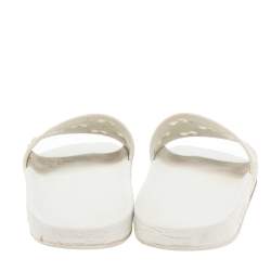 Pre Owned Gucci White Rubber Pursuit G Slides Size 38