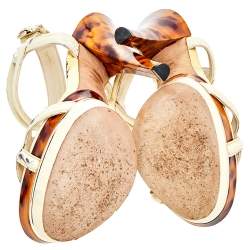 Pre Owned Gucci White Patent Leather Platform Ankle Strap Sandals Size 35.5