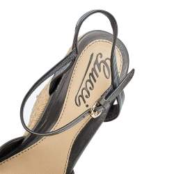 مملوكة مسبقًا Gucci Grey Microguccissima Patent Leather Penelope Espadrille Wedge Sandals Size 36