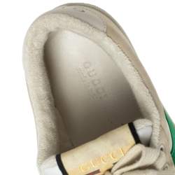 مملوكة مسبقًا Gucci Beige Leather and Nubuck Leather Screener Low Top Sneakers Size 37