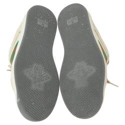 مملوكة مسبقًا Gucci Beige Leather and Nubuck Leather Screener Low Top Sneakers Size 37