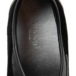 Pre Owned حذاء رياضي غوتشي جلد وسويدي أسود عنق منخفض مقاس 38