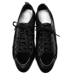 Pre Owned حذاء رياضي غوتشي جلد وسويدي أسود عنق منخفض مقاس 38