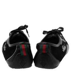 Pre Owned حذاء رياضي غوتشي جلد وسويدي أسود عنق منخفض مقاس 38